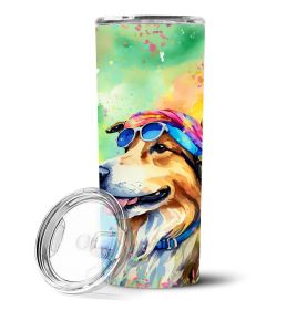 Collie Hippie Dawg Stainless Steel Skinny Tumbler Vacuum Double Walled Reusable Insulated Tumbler Travel Cup for Coffee Cocktails Gift with Lid,