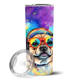 Pug Hippie Dawg Stainless Steel Skinny Tumbler Vacuum Double Walled Reusable Insulated Tumbler Travel Cup for Coffee Cocktails Gift with Lid, 20