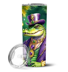 Alligator King of Mardi Gras Stainless Steel Skinny Tumbler Vacuum Double Walled Reusable Insulated Tumbler Travel Cup for Coffee Cocktails Gift