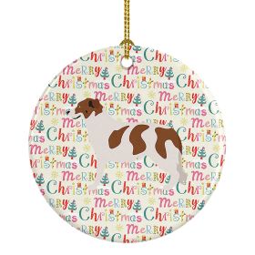 Aidi Atlas Mountain Dog Merry Christmas Ceramic Ornament Christmas Tree Hanging Decorations for Home Christmas Holiday, Party, Gift, 3 in, Multic