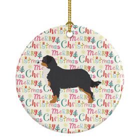 Bernese Mountain Dog Merry Christmas Ceramic Ornament Christmas Tree Hanging Decorations for Home Christmas Holiday, Party, Gift, 3 in, Multicolo