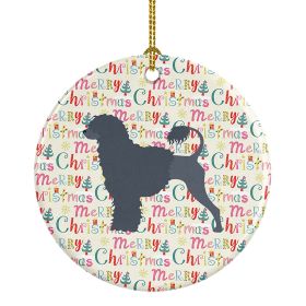 Portuguese Water Dog Merry Christmas Ceramic Ornament Christmas Tree Hanging Decorations for Home Christmas Holiday, Party, Gift, 3 in, Multicolo