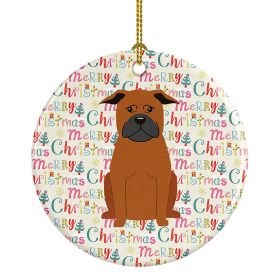 Merry Christmas Chinese Chongqing Dog Ceramic Ornament Christmas Tree Hanging Decorations for Home Christmas Holiday, Party, Gift, 3 in, Multicol