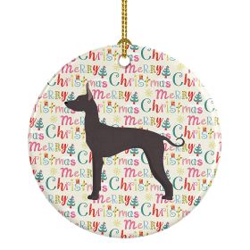 Mexican Hairless Dog #1 Merry Christmas Ceramic Ornament Christmas Tree Hanging Decorations for Home Christmas Holiday, Party, Gift, 3 in, Multic