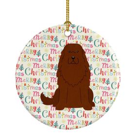 Merry Christmas Caucasian Shepherd Dog Ceramic Ornament Christmas Tree Hanging Decorations for Home Christmas Holiday, Party, Gift, 3 in, Multico