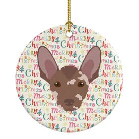 Mexican Hairless Dog Merry Christmas Ceramic Ornament Christmas Tree Hanging Decorations for Home Christmas Holiday, Party, Gift, 3 in, Multicolo