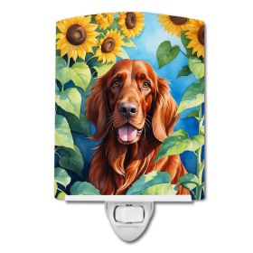 NEW Irish Setter in Sunflowers Ceramic Night Light Compact, UL-Certified, Ideal for Bedroom, Bathroom, Nursery, Hallway, Kitchen, 6x4x3, Multicol