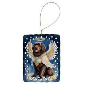 Newfoundland My Angel Porcelain Ornament Christmas Tree Hanging Decorations for Home Christmas Holiday, Rectangle, Gift, Multicolor