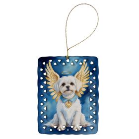 Maltese My Angel Porcelain Ornament Christmas Tree Hanging Decorations for Home Christmas Holiday, Rectangle, Gift, Multicolor
