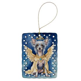 Chinese Crested My Angel Porcelain Ornament Christmas Tree Hanging Decorations for Home Christmas Holiday, Rectangle, Gift, Multicolor