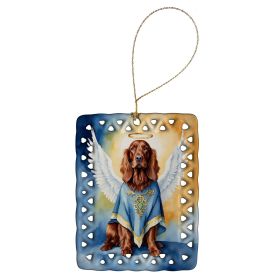 Irish Setter My Angel Porcelain Ornament Christmas Tree Hanging Decorations for Home Christmas Holiday, Rectangle, Gift, Multicolor