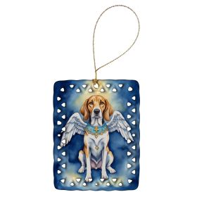 English Foxhound My Angel Porcelain Ornament Christmas Tree Hanging Decorations for Home Christmas Holiday, Rectangle, Gift, Multicolor