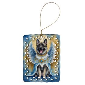 Norwegian Elkhound My Angel Porcelain Ornament Christmas Tree Hanging Decorations for Home Christmas Holiday, Rectangle, Gift, Multicolor