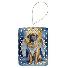 Mastiff My Angel Porcelain Ornament Christmas Tree Hanging Decorations for Home Christmas Holiday, Rectangle, Gift, Multicolor
