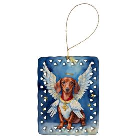 Dachshund My Angel Porcelain Ornament Christmas Tree Hanging Decorations for Home Christmas Holiday, Rectangle, Gift, Multicolor