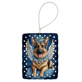 German Shepherd My Angel Porcelain Ornament Christmas Tree Hanging Decorations for Home Christmas Holiday, Rectangle, Gift, Multicolor