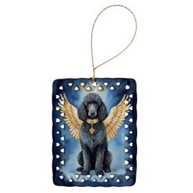Black Poodle My Angel Porcelain Ornament Christmas Tree Hanging Decorations for Home Christmas Holiday, Rectangle, Gift, Multicolor