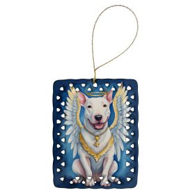 Bull Terrier My Angel Porcelain Ornament Christmas Tree Hanging Decorations for Home Christmas Holiday, Rectangle, Gift, Multicolor