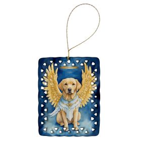 Yellow Chocolate Labrador Retriever My Angel Porcelain Ornament Christmas Tree Hanging Decorations for Home Christmas Holiday, Rectangle, Gift
