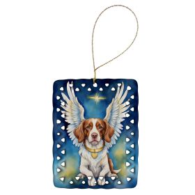 Brittany Spaniel My Angel Porcelain Ornament Christmas Tree Hanging Decorations for Home Christmas Holiday, Rectangle, Gift, Multicolor
