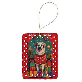 Anatolian Shepherd Dog Holiday Christmas Porcelain Ornament Christmas Tree Hanging Decorations for Home Christmas Holiday, Rectangle, Gift, Multi