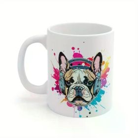 Frenchie Mug, Gifted Frenchie Mugs, Dog Headphone Mug, Dog Music Lover Gift, Funny Dog Music Gift, Music Lover