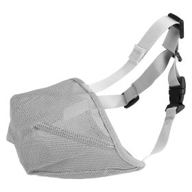 Pet Muzzle Mask Soft Mesh Muzzle Adjustable Dog Mouth Cover with Breathable Mesh Adjustable Neck Forehead Strap for Anti Biting Barking Chewing (Option: Grey_L)