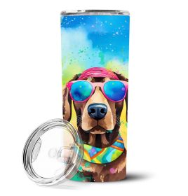 Chocolate Labrador Hippie Dawg Stainless Steel Skinny Tumbler Vacuum Double Walled Reusable Insulated Tumbler Travel Cup for Coffee Cocktails Gif (Default: Default)