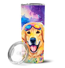 Yellow Labrador Hippie Dawg Stainless Steel Skinny Tumbler Vacuum Double Walled Reusable Insulated Tumbler Travel Cup for Coffee Cocktails Gift w (Default: Default)