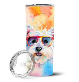 Westie Hippie Dawg Stainless Steel Skinny Tumbler Vacuum Double Walled Reusable Insulated Tumbler Travel Cup for Coffee Cocktails Gift with Lid, (Default: Default)