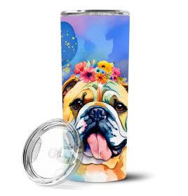 English Bulldog Hippie Dawg Stainless Steel Skinny Tumbler Vacuum Double Walled Reusable Insulated Tumbler Travel Cup for Coffee Cocktails Gift w (Default: Default)